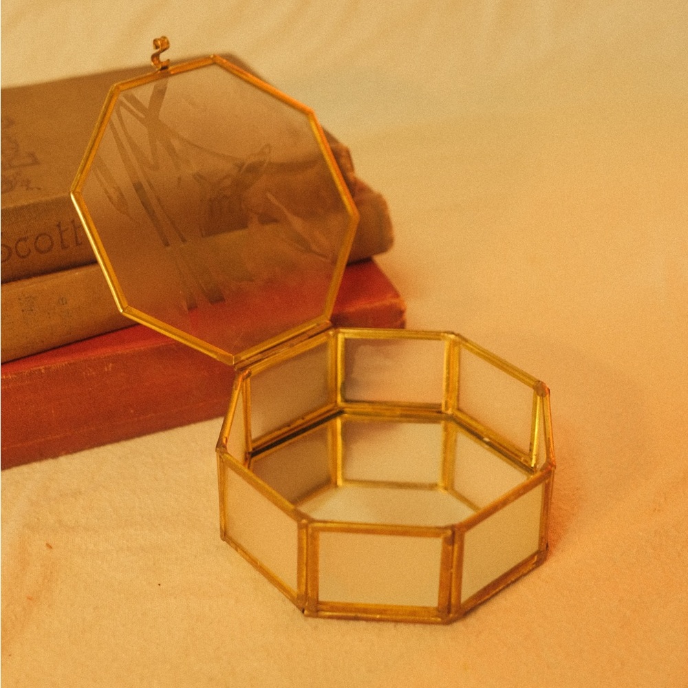 Vintage Etched Glass Trinket Dish